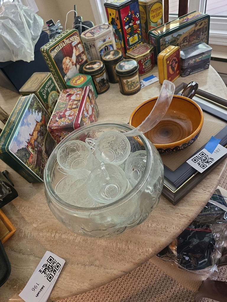 Glass Punch Bowl Set, Ceramic Bowl, and Picture Frames - image 4 of 4