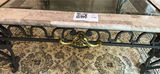 Marble-top coffee table with glass inset and ornate wrought-iron base - thumbnail 3 of 5