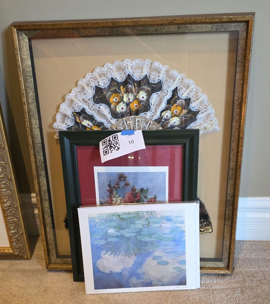 Framed Decorative Fans and Assorted Art Prints - image 1 of 4