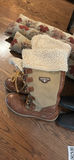 Brown shearling-trim knee-high boots and black knee-high leather boots - thumbnail 1 of 6