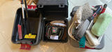 Car cleaning and waxing kit with waxer, brushes, sponges, and supplies - thumbnail 1 of 6