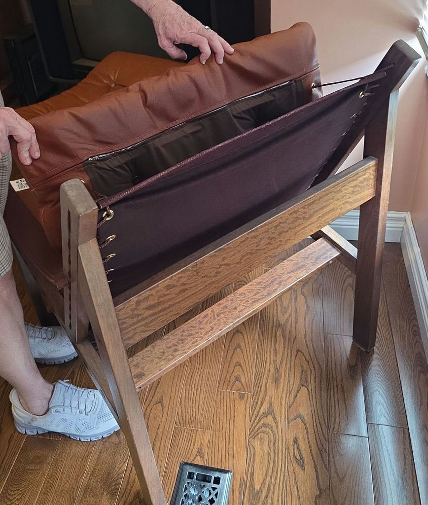 Mid-Century Modern Wood Frame Lounge Chair and Ottoman - image 3 of 3