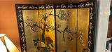 Four-panel gold folding screen with birds and flowers - thumbnail 2 of 4