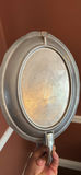Two oval pewter trays, a lidded pewter pitcher, and a decorative sign - thumbnail 3 of 6