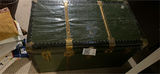 Green vintage trunk with brass hardware - thumbnail 1 of 6