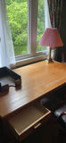 Wooden office desk with built-in drawers, matching cabinet, monitor, lamp, and filing cabinet - thumbnail 5 of 11