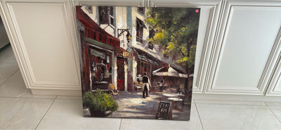 Pair of city street paintings - Image 1 of 5