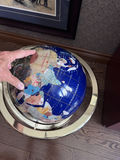Decorative blue world globe on metal stand - thumbnail 2 of 3