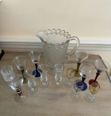 Barware - Cordial Glasses And Pitcher - Image 1 of 5