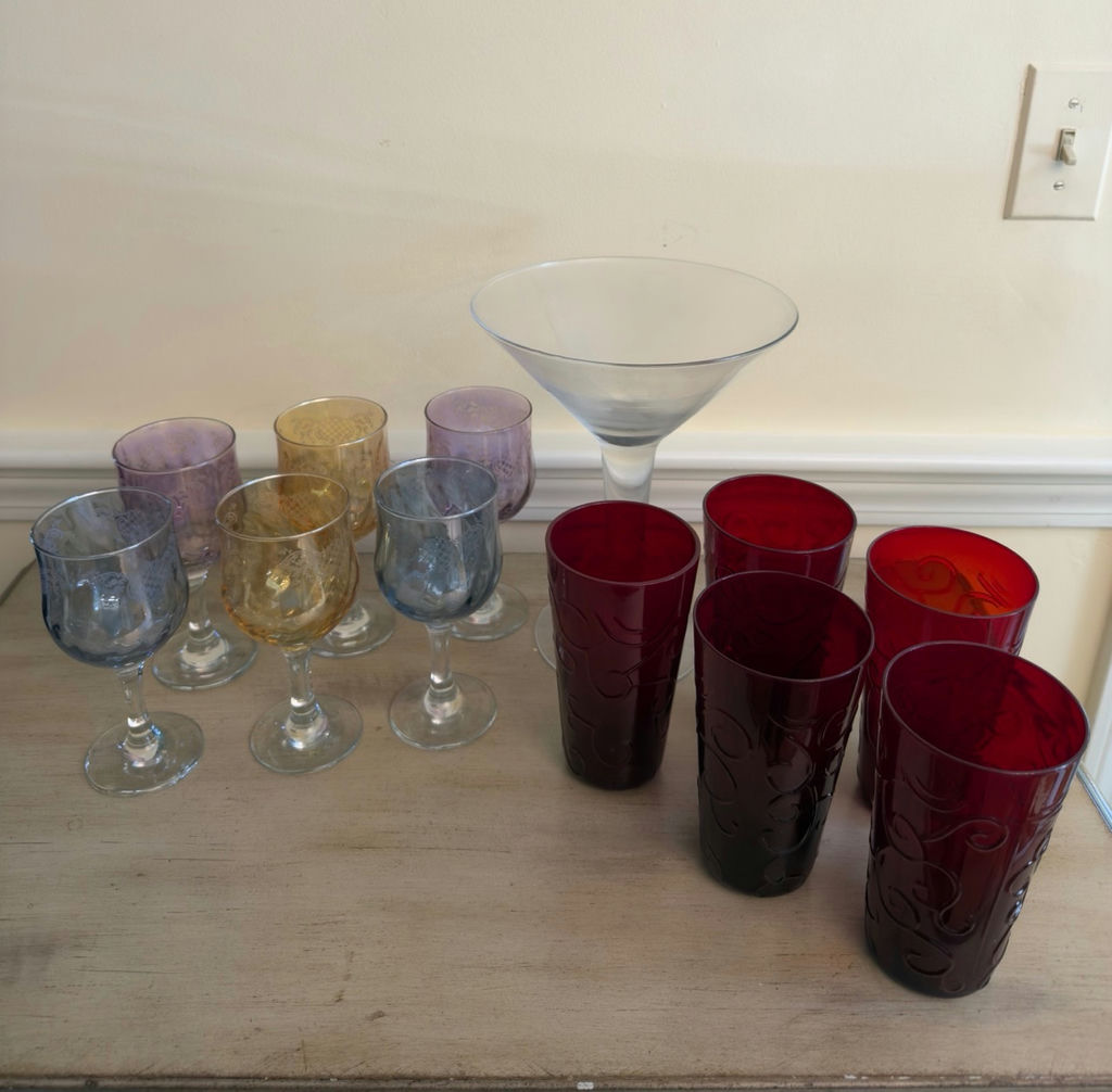 Colored Wine And Drinking Glasses - image 1 of 5