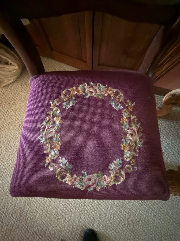 Needlepoint Seat Side Chair And Ottoman - image 2 of 3