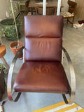Mid Century Modern Sculptural Chrome and Leather Rocking Chair - thumbnail 1 of 9