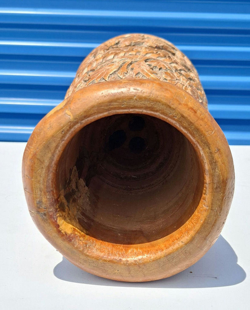 Carved Wooden Decorative Vase, 27" Very Unique Art Piece - image 4 of 6