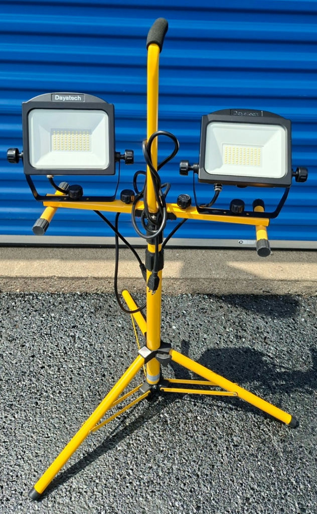 Dual LED Flood Lights on Yellow Tripod Stand - image 1 of 6
