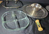 Silver-plated serving ware with glass dishes and hourglass timer - thumbnail 8 of 13