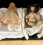 1930s Two Vintage Cloth Dolls with Dresses and Hat - thumbnail 1 of 4
