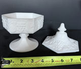 White Milk Glass Pedestal Bowl and Covered Dish - thumbnail 3 of 6