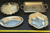Silver-Tone Serving Trays, Bowl, and Covered Dish Set - thumbnail 1 of 6