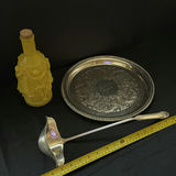 Silver-Tone Serving Tray, Ladle, and Yellow Glass Bottle - thumbnail 5 of 5