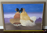 Framed Painting of Two Seated Women - thumbnail 1 of 4