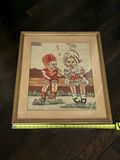 Framed Needlepoint Artwork of Two Children - thumbnail 3 of 4