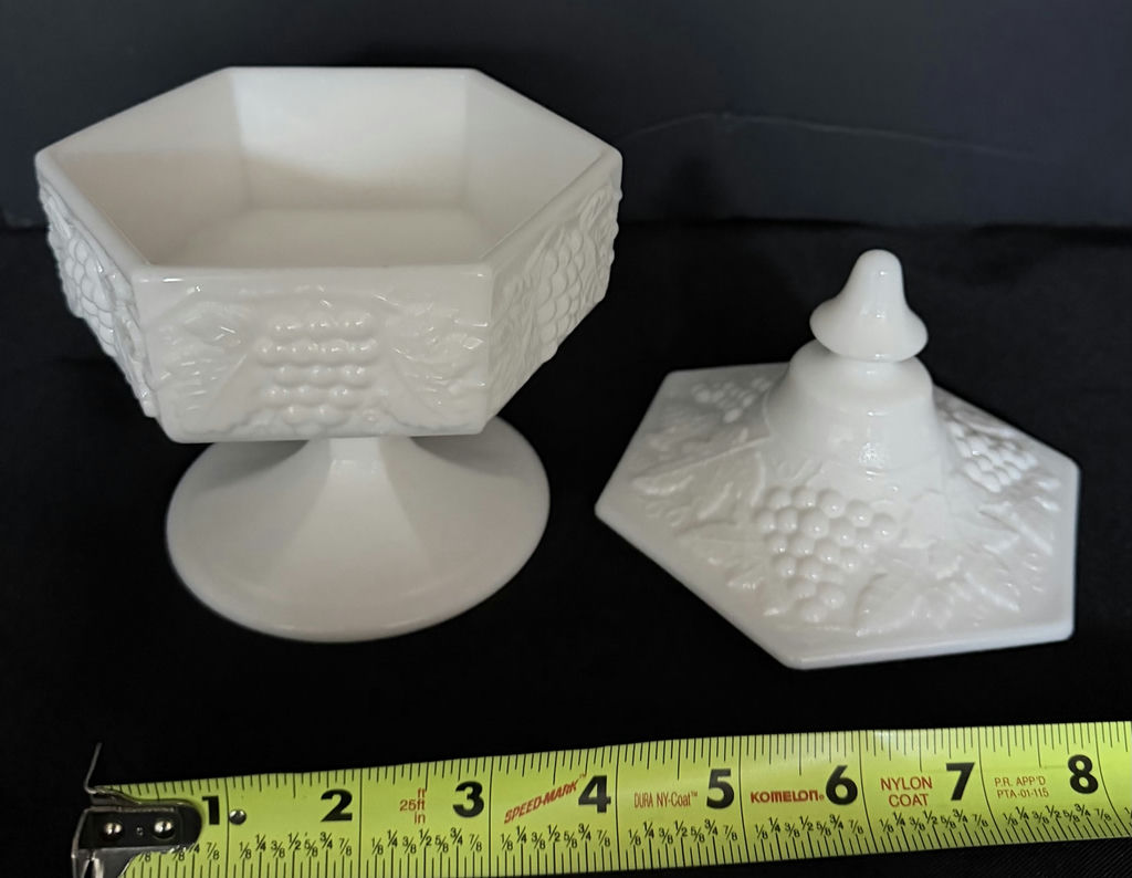 White Milk Glass Pedestal Bowl and Covered Dish - image 4 of 6