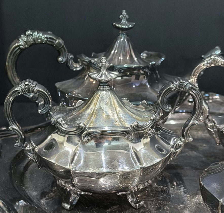 Silver-plated Tea and Coffee Service Set with Tray - image 3 of 5