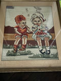 Framed Needlepoint Artwork of Two Children - thumbnail 2 of 4