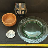 Glass Serving Plate, Wooden Bowl, Ceramic Dish, and Decorative Mask - thumbnail 1 of 7