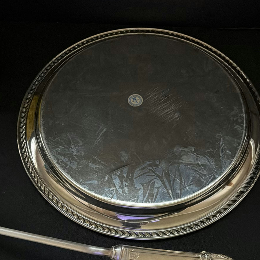 Silver-Tone Serving Tray, Ladle, and Yellow Glass Bottle - image 3 of 5