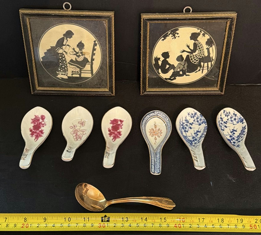 Framed Silhouette Art and Decorative Ceramic Spoon Rests - image 1 of 8