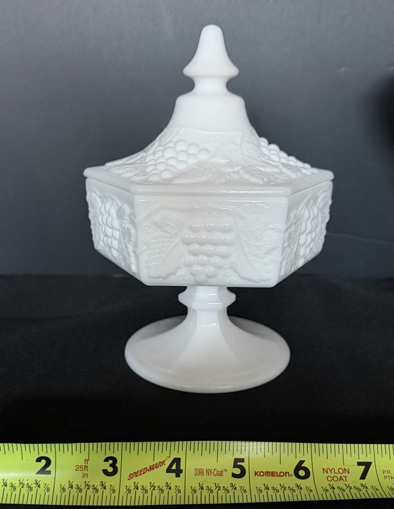 White Milk Glass Pedestal Bowl and Covered Dish - image 2 of 6