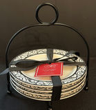 Set of Decorative Plates with Rack and Iridescent Stem Glasses - thumbnail 2 of 4