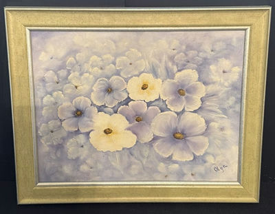Framed Floral Painting Signed Olga - Image 1 of 3