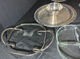 Silver-plated serving ware with glass dishes and hourglass timer - thumbnail 9 of 13