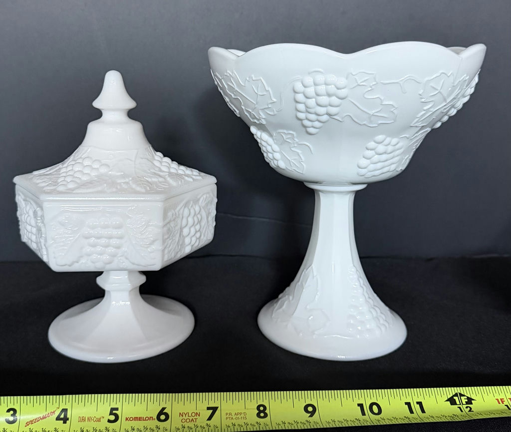 White Milk Glass Pedestal Bowl and Covered Dish - image 1 of 6