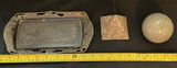 Decorative Metal Tray, Stone Pyramid, and Stone Sphere - thumbnail 1 of 5
