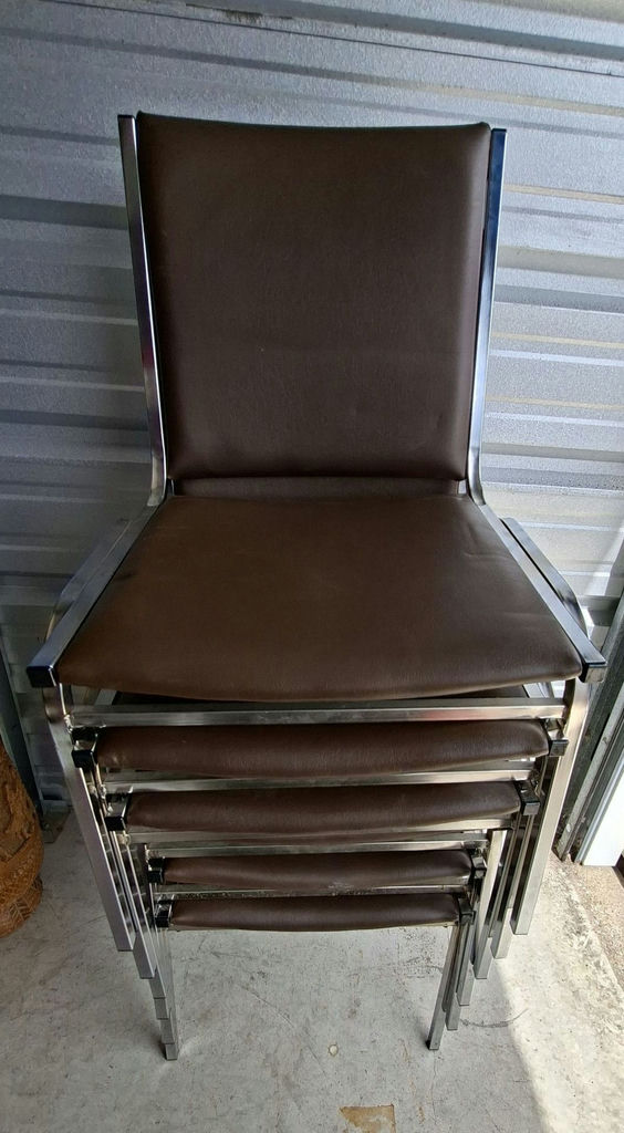 Set of Five Brown Upholstered Dining Chairs - image 1 of 4