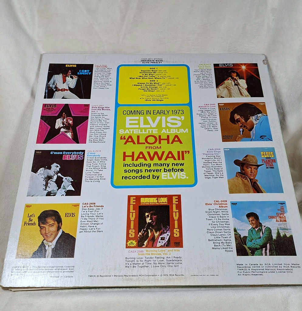 VINTAGE 1972 Elvis Presley Separate Ways RCA Camden Vinyl Record - image 7 of 7