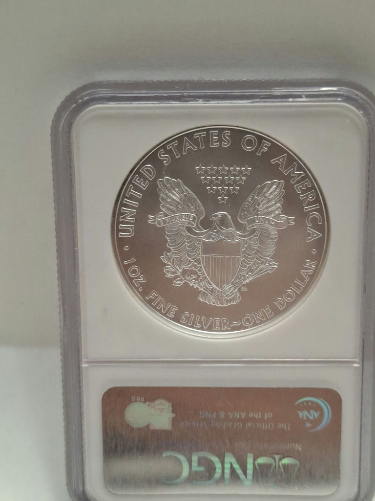 2008 American Silver Eagle $1 Coin NGC Gem Uncirculated - image 3 of 4