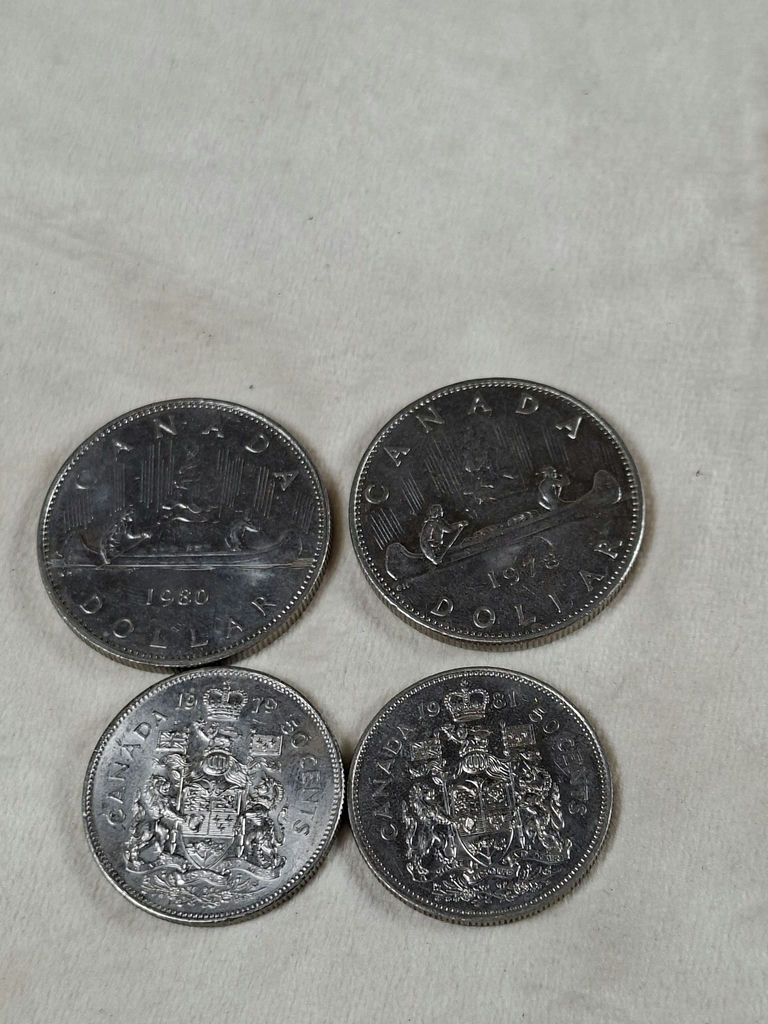 2 Canadian Dollar Coins And 2 Fifty Cent Pcs - image 1 of 7
