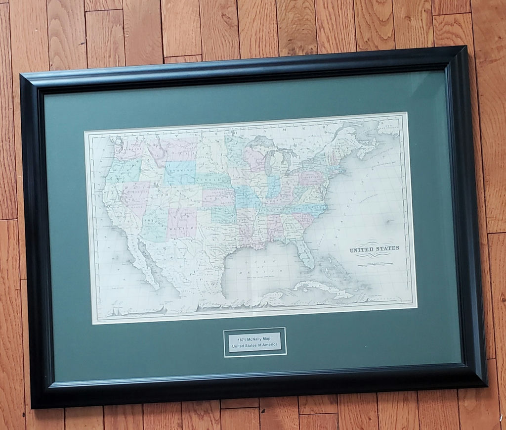 Framed 1871 McNally United States of America Map - image 1 of 3