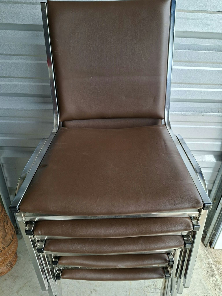 Set of Five Brown Upholstered Dining Chairs - image 2 of 4