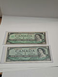 Two Canadian One Dollar Banknotes, UNC - thumbnail 1 of 6
