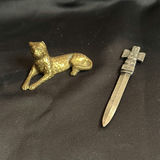 Brass Cat Figurine and Decorative Letter Opener - thumbnail 1 of 5