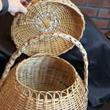 Vintage Woven Basket with Lid and Handle - thumbnail 2 of 9
