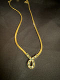 Gold-Tone Necklace with Blue and Clear Stone Pendant - thumbnail 2 of 3