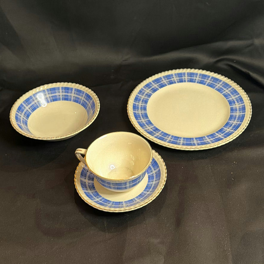 Johnson Bros England Blue Plaid Dinner Place Settings (4) - image 1 of 6