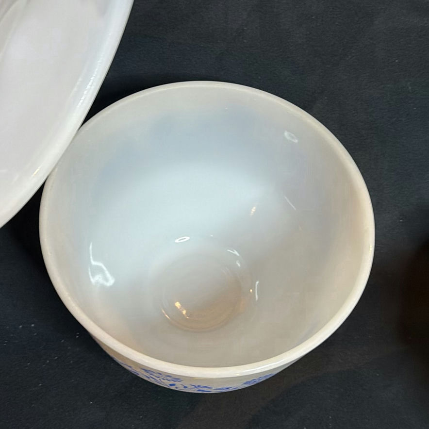 Vintage Milk Glass Mixing Bowl and Covered Federal Glass Bowl - image 6 of 9