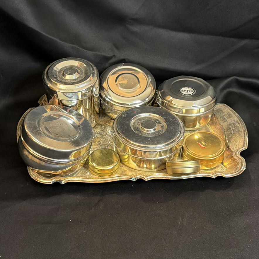 Metal Storage Tins and Decorative Serving Tray Marked Palak - image 1 of 18